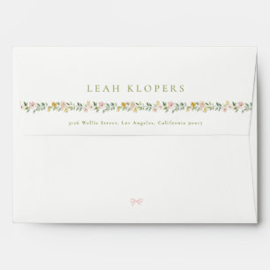 cottage core sweet floral bow bridal shower envelope