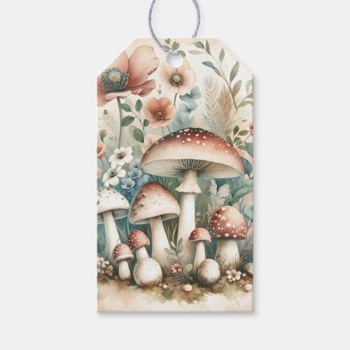 Cottage Core  Vintage Mushrooms and Flowers  Gift Tags