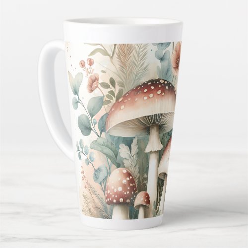 Cottage Core  Vintage Mushrooms and Flowers  Latte Mug