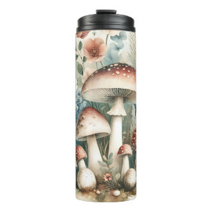 Cottage Core Vintage Mushrooms and Flowers Thermal Tumbler