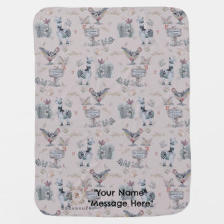 Cottage core Whimsical Animal Print Baby Blanket