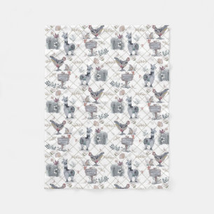 Cottage core Whimsical Animal Print Fleece Blanket