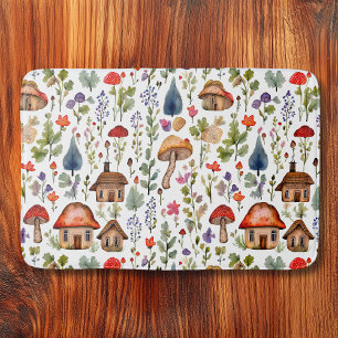 Cottage Core Whimsical Village, Mushrooms, Nature Bath Mat