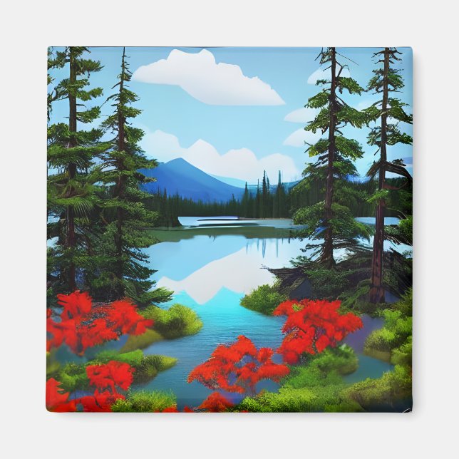 Cottage Country Lake View Magnet (Front)