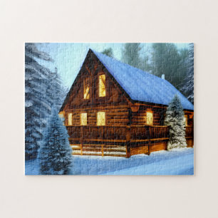 Cottage Country Northern Pine Cabin Jigsaw Puzzle