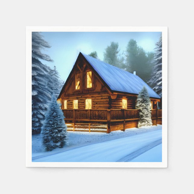 Cottage Country Northern Pine Cabin Napkins (Front)