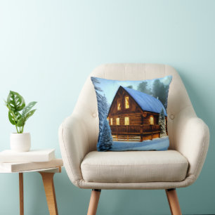 Cottage Country Northern Pine Cabin Throw Pillow
