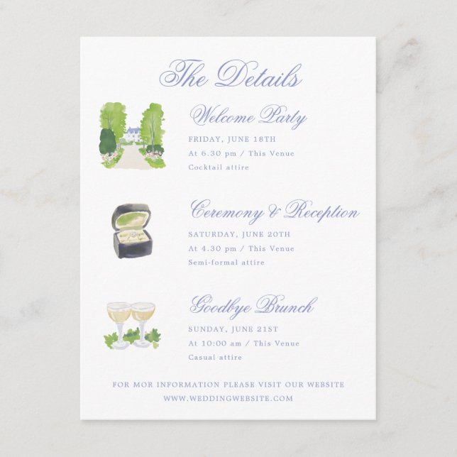 Cottage Countryside Wedding Details Enclosure Card (Front)