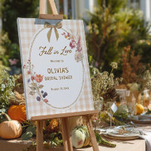 Cottage Fall in Love Gingham Bridal Shower Welcome