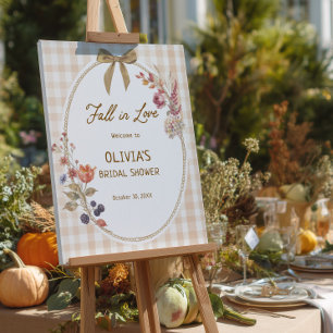Cottage Fall in Love Gingham Bridal Shower Welcome Foam Board