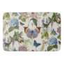 Cottage Floral Botanical Blue Hydrangea Butterfly  Bath Mat