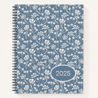 Cottage Floral Denim Blue Notebook