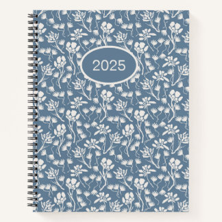 Cottage Floral Denim Blue Notebook