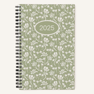 Cottage Floral Sage Green Notebook