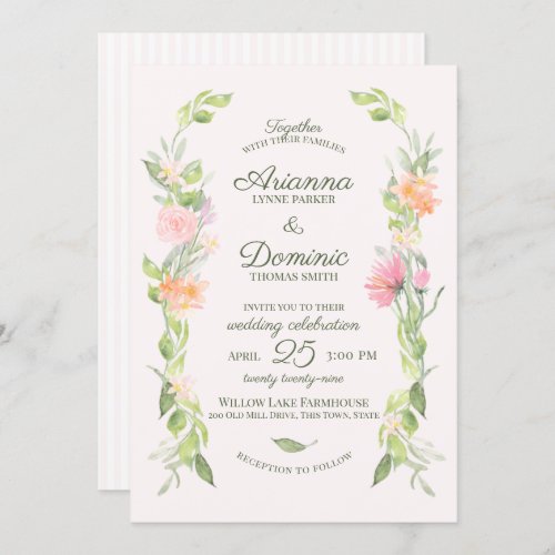 Cottage Floral Watercolor Wildflower Wedding Invitation