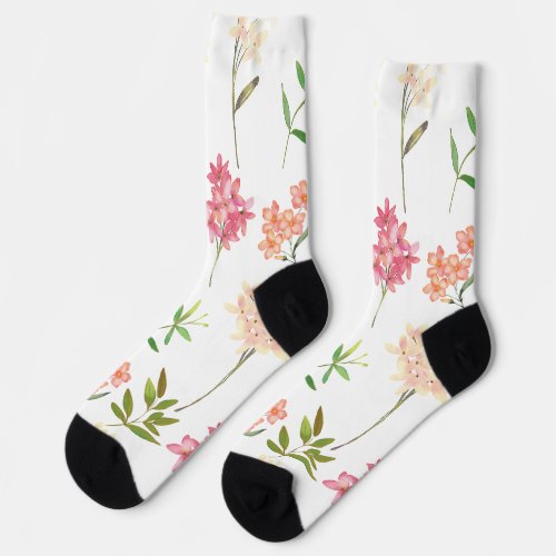 Cottage flowers traditional cosy pattern socks