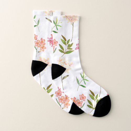 Cottage flowers traditional cosy pattern socks