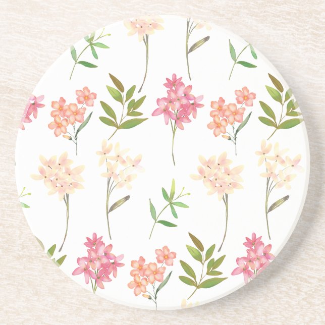 Cottage flowers traditional cozy pattern coaster (Front)