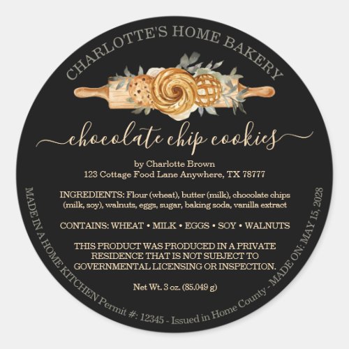 Cottage Food Bakery Classic Round Sticker