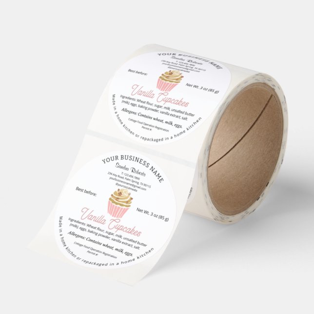 Cottage Food Law label Ingredients Roll Sticker (Roll)
