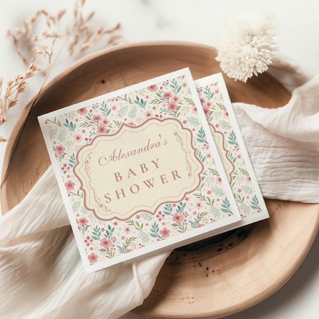 Cottage Garden Antique Baby Shower Napkins (Creator Uploaded)