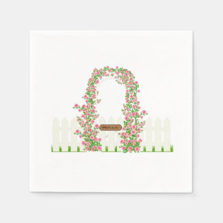Cottage Garden Floral Arch & White Fence Custom  Napkins