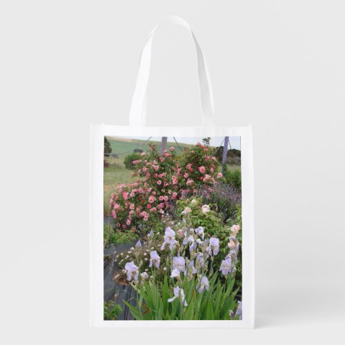 Cottage Garden Flowers floral Reusable Grocery Bag