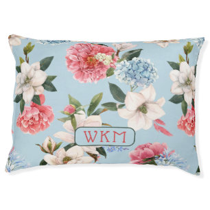 Cottage Garden Flowers Monogram Pet Bed