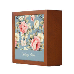 Cottage Garden Flowers Pattern Personalized Desk Organizer