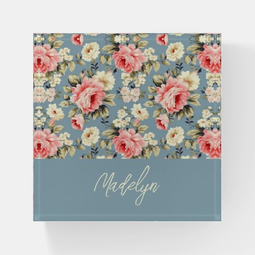 Cottage Garden Flowers Pattern Personalized Paperweight