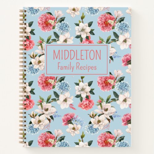 Cottage Garden Flowers Personalized Recipe Notebook