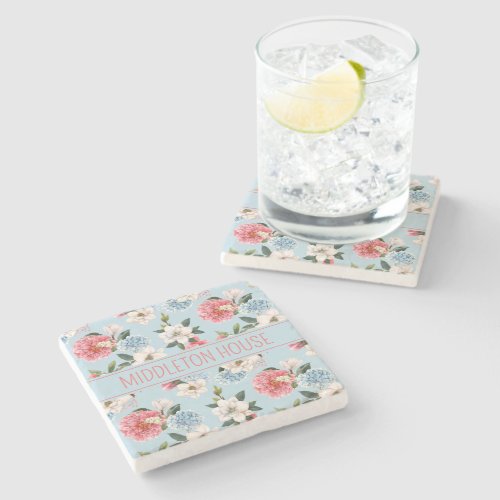 Cottage Garden Flowers Personalized Stone Coaster