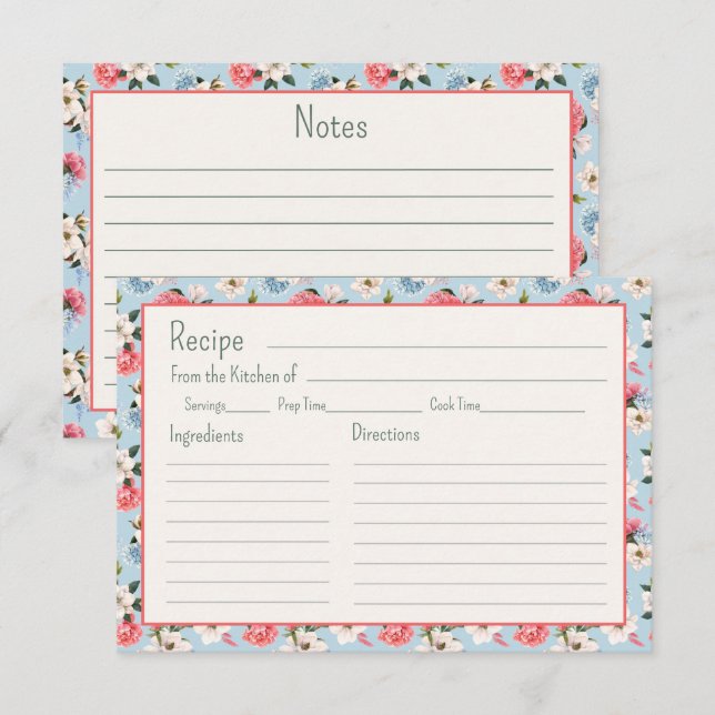 Cottage Garden Flowers Recipe Card (Front/Back)