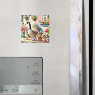 Cottage Garden Geese Spring Illustration Magnet