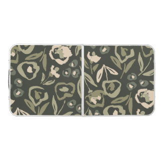 Cottage Garden Hand-Drawn Bold Inky Floral Pattern Beer Pong Table