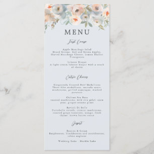 Cottage Garden Pastel Blue Peach Coral Menu