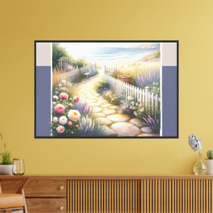 Cottage Garden Path to the Sea Canvas Print