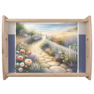 Cottage Garden Path to the Sea Serving Tray