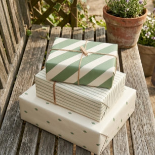 Cottage Garden Sage Green Vintage 3 Wrapping Paper Sheets