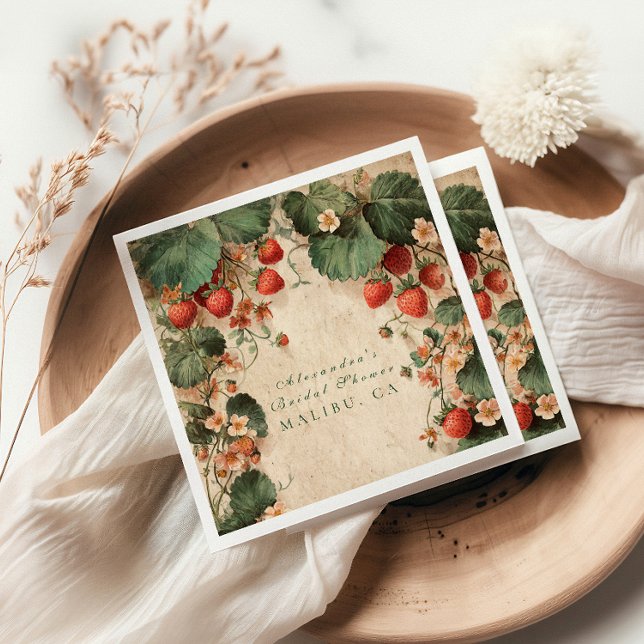 Cottage Garden Strawberry Bridal Shower Napkins (Creator Uploaded)