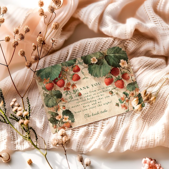 Cottage Garden Strawberry Bridal Shower Thank You Card (Creator Uploaded)