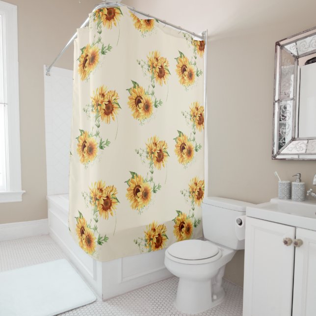 Cottage Garden Sunflowers Shower Curtain (In Situ)