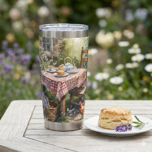 Cottage Garden Tea Morning Watercolor Insulated Tumbler