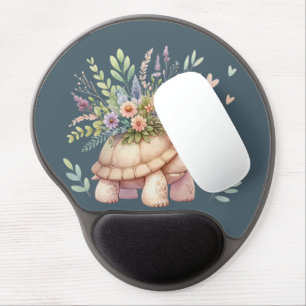 Cottage Garden Turtle Watercolor Gel Mouse Pad