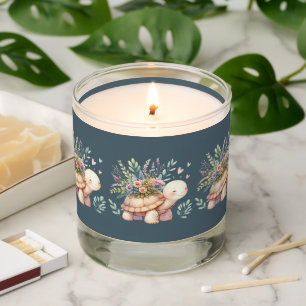 Cottage Garden Turtle Watercolor Scented Candle