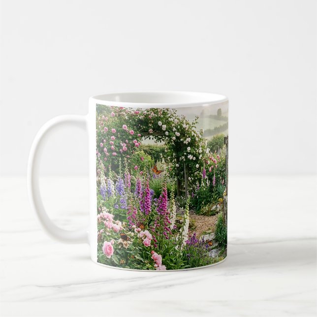 Cottage Garden Well Coffee Mug (Left)