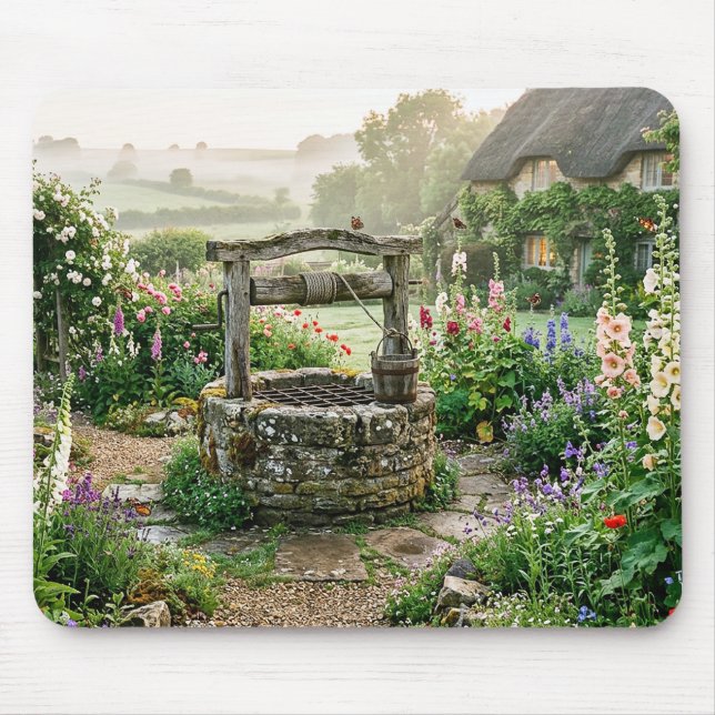 Cottage Garden Well Mouse Pad (Front)