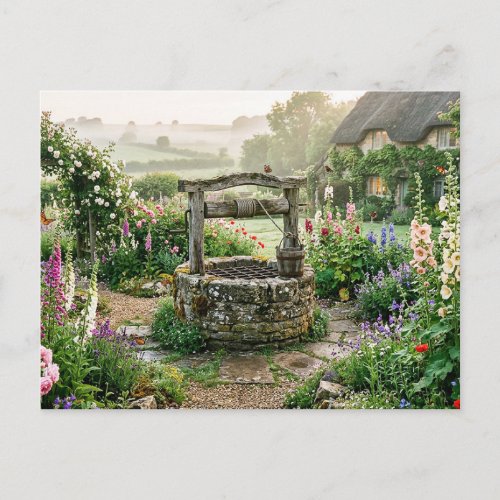 Cottage Garden Well Postcard