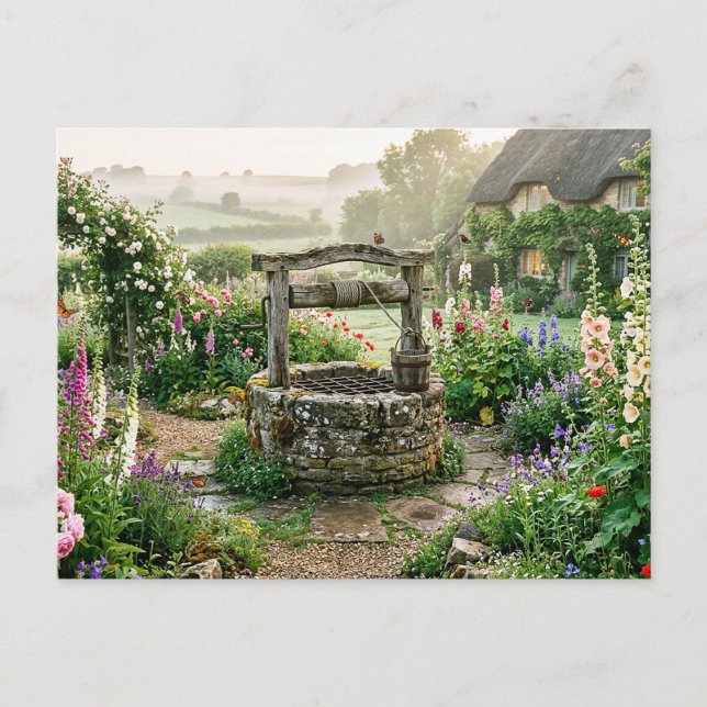 Cottage Garden Well Postcard (Front)