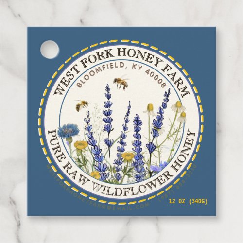 Cottage Garden Wild Meadow Honey Honeybees Blue Favor Tags